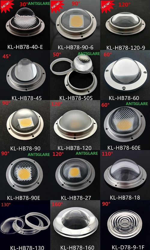Precise Design tempered light glass led lens 78mm diameter 30/45/60/90/120/160degree